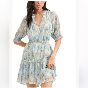 Veronica Beard New Dorrie Printed Button Down Mini Dress Size 10